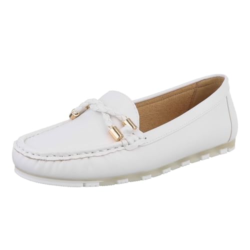 Ital Design Damenschuhe Halbschuhe Mokassins, 1738-, Kunstleder, Weiß, Gr. 41 von Ital Design