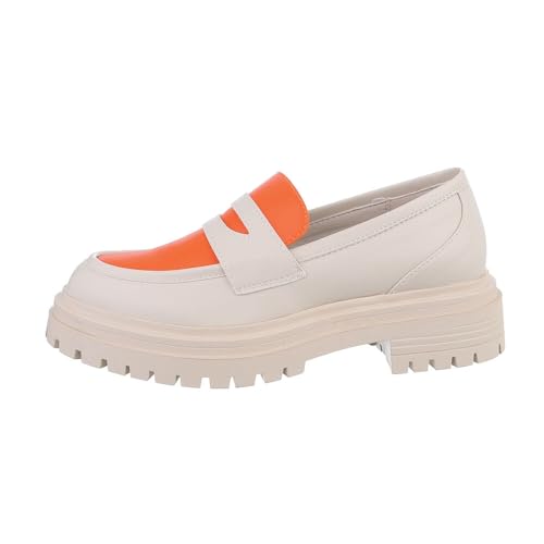 Ital Design Damenschuhe Halbschuhe Mokassins, 5731-, Kunstleder, Beige Orange, Gr. 40 von Ital Design