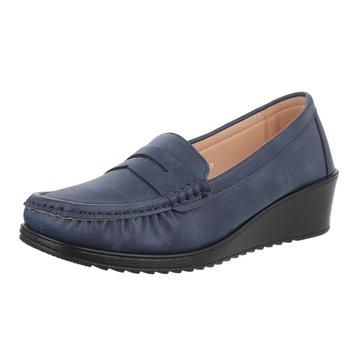 Ital Design Damenschuhe Halbschuhe Mokassins, QQ-8-, Kunstleder, Blau, Gr. 38 von Ital Design