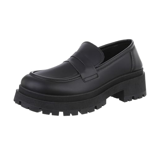 Ital Design Damenschuhe Halbschuhe Mokassins, R-8-1-, Kunstleder, Schwarz, Gr. 39 von Ital Design