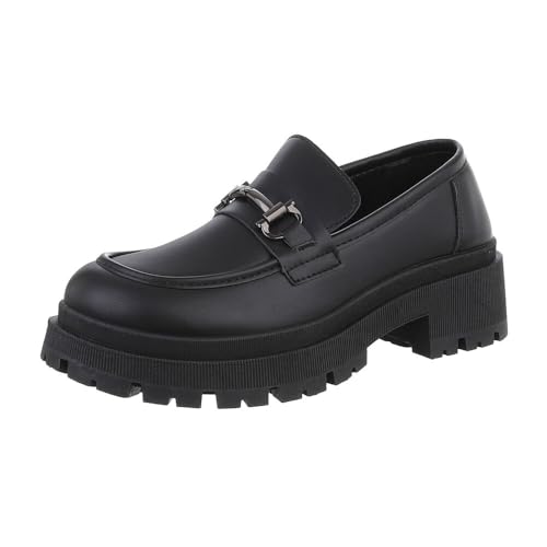 Ital Design Damenschuhe Halbschuhe Mokassins, R-9-, Kunstleder, Schwarz, Gr. 38 von Ital Design