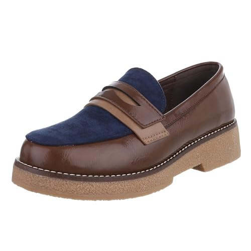 Ital Design Damenschuhe Halbschuhe Mokassins, TC-32-, Kunstleder, Braun Blau, Gr. 39 Ital Design Damenschuhe Halbschuhe Mokassins, TC-32-, Kunstleder, Braun Blau, Gr. 39 von Ital Design