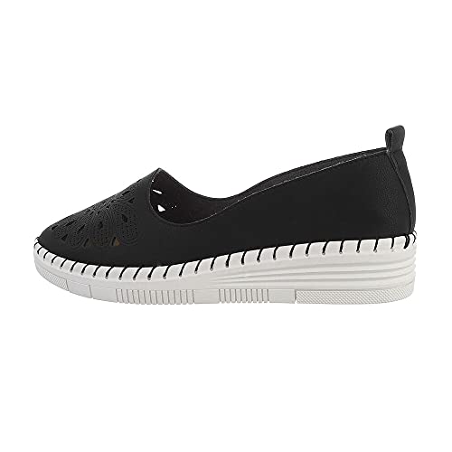 Ital Design Damenschuhe Halbschuhe Slipper, 038-19-, Kunstleder, Schwarz, Gr. 36 von Ital Design