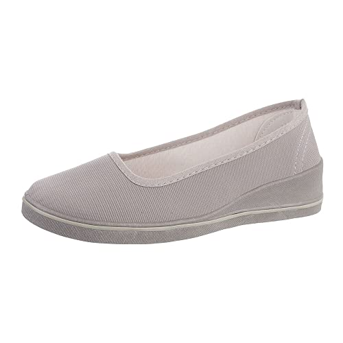 Ital Design Damenschuhe Halbschuhe Slipper, D2213-1-, Kunstleder, Grau, Gr. 39 von Ital Design