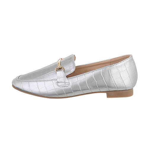 Ital Design Damenschuhe Halbschuhe Slipper, NP-14-, Kunstleder, Silber, Gr. 38 von Ital Design