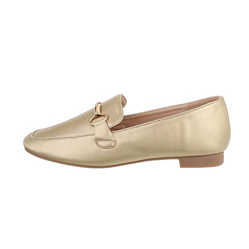 Ital Design Damenschuhe Halbschuhe Slipper, NP-15-, Kunstleder, Gold, Gr. 38 von Ital Design