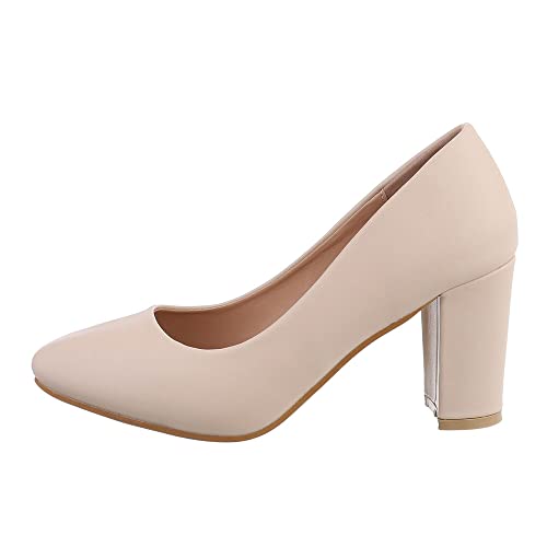 Ital Design Damenschuhe Pumps High Heel Pumps, CIC-49-, Kunstleder, Beige, Gr. 38 von Ital Design