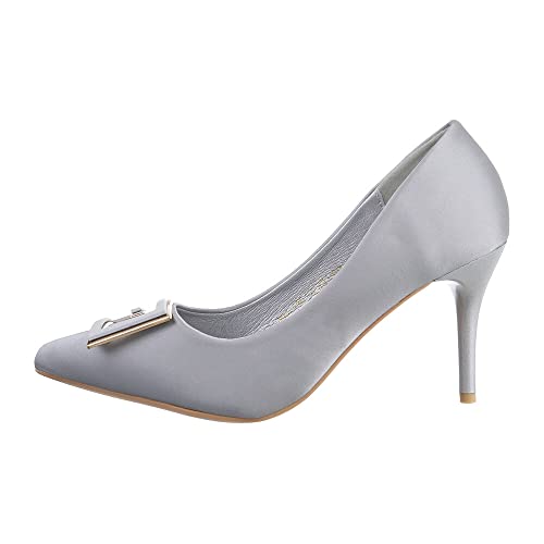 Ital Design Damenschuhe Pumps High Heel Pumps, YU-130-, Kunstleder, Silber Grau, Gr. 37 von Ital Design