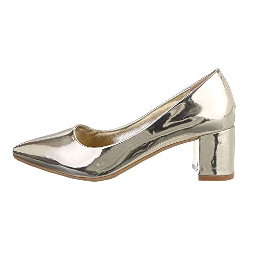 Ital Design Damenschuhe Pumps Klassische Pumps, YU-001-, Kunstleder, Gold, Gr. 37 von Ital Design