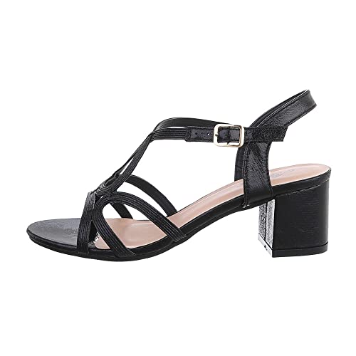 Ital Design Damenschuhe Sandalen & Sandaletten High-Heel Sandaletten, CIC-87-, Kunstleder, Schwarz, Gr. 40 von Ital Design