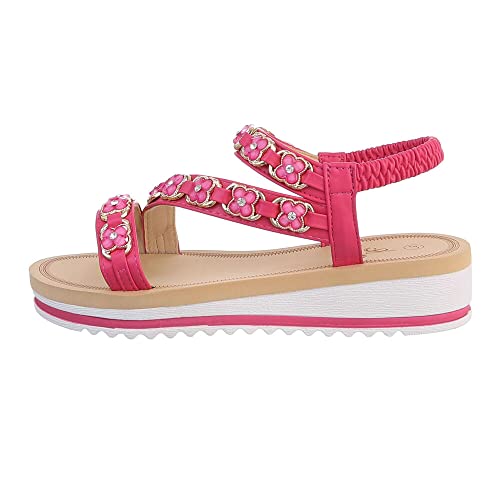 Ital Design Damenschuhe Sandalen & Sandaletten Keilsandaletten, AM131-, Kunstleder, Pink, Gr. 38 von Ital Design