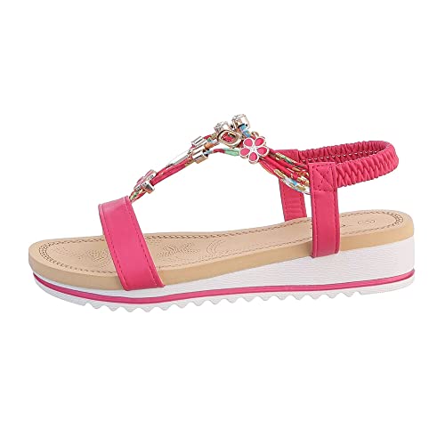 Ital Design Damenschuhe Sandalen & Sandaletten Keilsandaletten, AM135-, Kunstleder, Pink, Gr. 36 von Ital Design