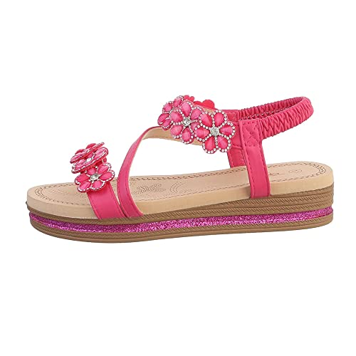 Ital Design Damenschuhe Sandalen & Sandaletten Keilsandaletten, AM138-, Kunstleder, Pink, Gr. 38 von Ital Design