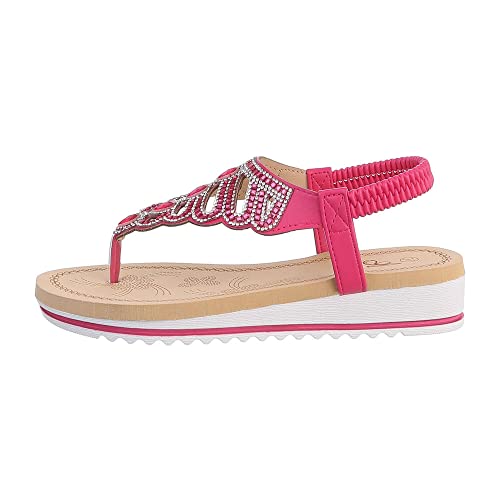 Ital Design Damenschuhe Sandalen & Sandaletten Keilsandaletten, AM143-, Kunstleder, Pink, Gr. 36 von Ital Design