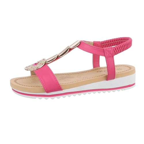 Ital Design Damenschuhe Sandalen & Sandaletten Keilsandaletten, AM212-, Kunstleder, Pink, Gr. 38 von Ital Design