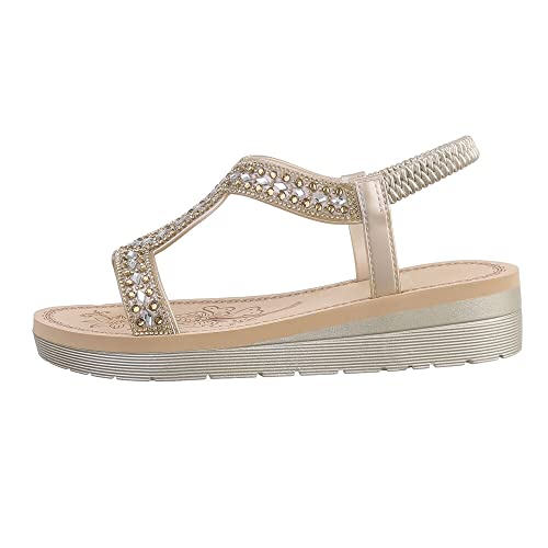 Ital Design Damenschuhe Sandalen & Sandaletten Keilsandaletten, DM-21-, Synthetik, Gold, Gr. 37 von Ital Design