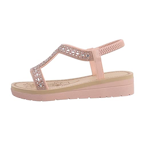 Ital Design Damenschuhe Sandalen & Sandaletten Keilsandaletten, DM-21-, Synthetik, Roségold, Gr. 37 von Ital Design