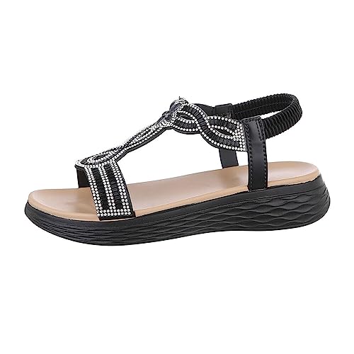 Ital Design Damenschuhe Sandalen & Sandaletten Keilsandaletten, DM-32-, Kunstleder, Schwarz, Gr. 40 von Ital Design