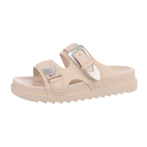 Ital Design Damenschuhe Sandalen & Sandaletten Pantoletten, DM-36-, Kunstleder, Beige, Gr. 40 von Ital Design