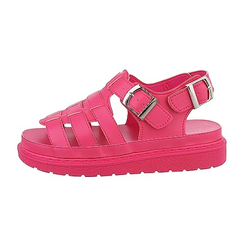 Ital Design Damenschuhe Sandalen & Sandaletten Plateausandaletten, DM676-, Kunstleder, Pink, Gr. 39 von Ital Design