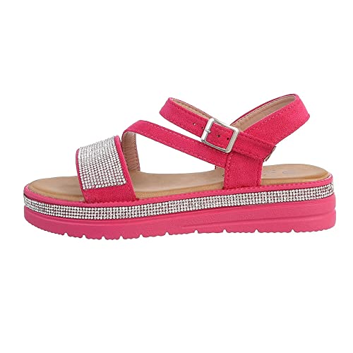 Ital Design Damenschuhe Sandalen & Sandaletten Plateausandaletten, JU048-, Kunstleder, Pink, Gr. 37 von Ital Design