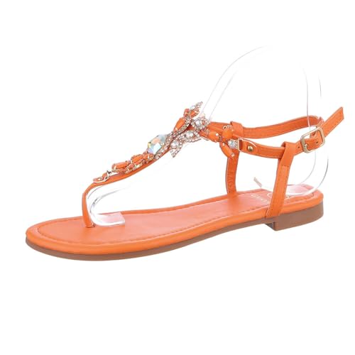 Ital Design Damenschuhe Sandalen & Sandaletten Riemchensandalen, CD303-, Kunstleder, Orange, Gr. 38 von Ital Design