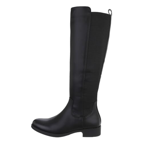 Ital Design Damenschuhe Stiefel Flache Stiefel, 7064-, Kunstleder, Schwarz, Gr. 41 von Ital Design