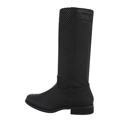 Ital Design Damenschuhe Stiefel Flache Stiefel, 9263-, Kunstleder, Schwarz, Gr. 36 von Ital Design