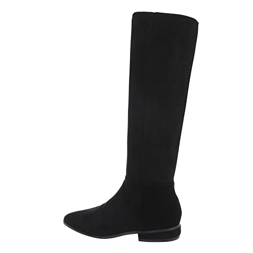 Ital Design Damenschuhe Stiefel Flache Stiefel, MVP318-, Kunstleder, Schwarz, Gr. 37 von Ital Design