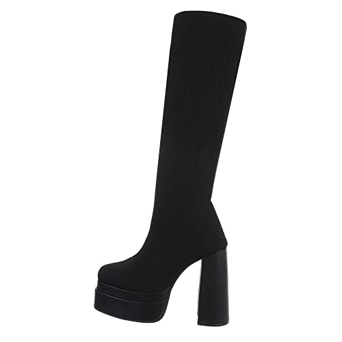 Ital Design Damenschuhe Stiefel High-Heel Stiefel, 037-, Textil, Schwarz, Gr. 40 von Ital Design