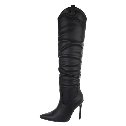 Ital Design Damenschuhe Stiefel High-Heel Stiefel, 2389-, Kunstleder, Schwarz, Gr. 37 von Ital Design