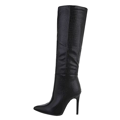 Ital Design Damenschuhe Stiefel High-Heel Stiefel, 9501-, Kunstleder, Schwarz, Gr. 37 von Ital Design