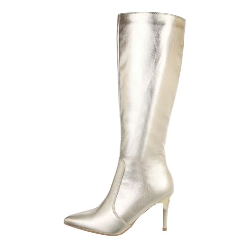 Ital Design Damenschuhe Stiefel High-Heel Stiefel, DES612P-, Kunstleder, Gold, Gr. 38 von Ital Design