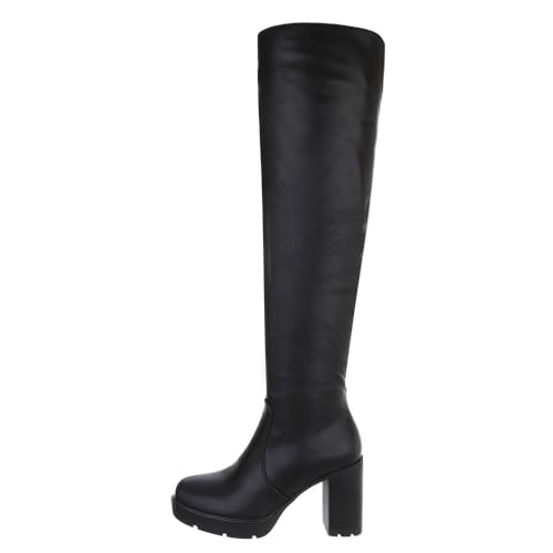 Ital Design Damenschuhe Stiefel High-Heel Stiefel, DES630-, Kunstleder, Schwarz, Gr. 41 von Ital Design