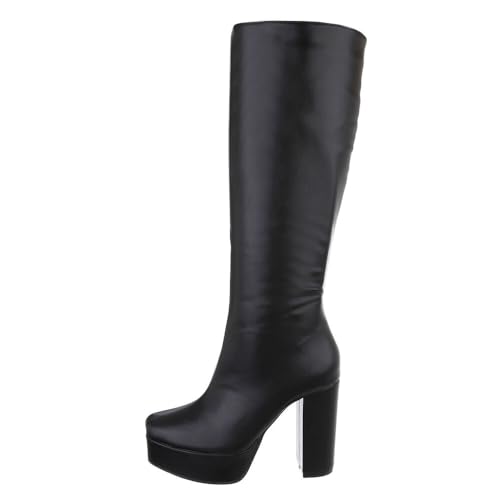 Ital Design Damenschuhe Stiefel High-Heel Stiefel, F11188-, Kunstleder, Schwarz, Gr. 36 von Ital Design