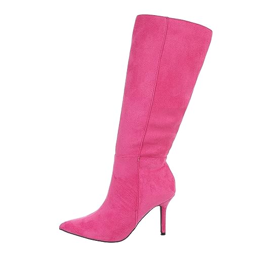 Ital Design Damenschuhe Stiefel High-Heel Stiefel, MVP331-, Textil, Pink, Gr. 40 von Ital Design