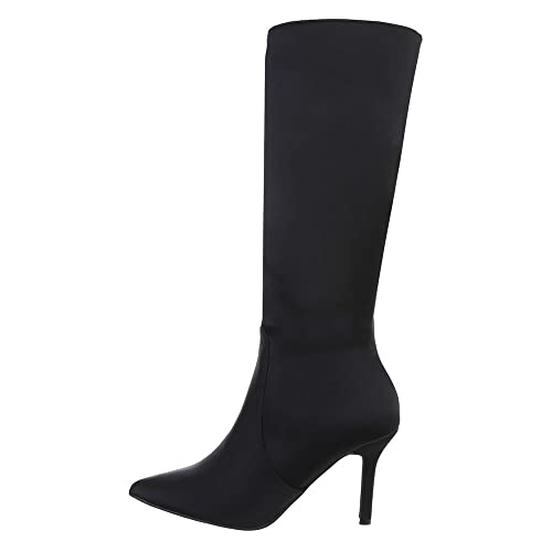 Ital Design Damenschuhe Stiefel High-Heel Stiefel, MVP332-, Textil, Schwarz, Gr. 39 von Ital Design