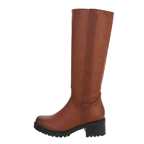 Ital Design Damenschuhe Stiefel Klassische Stiefel, 8691-, Kunstleder, Camel, Gr. 38 von Ital Design