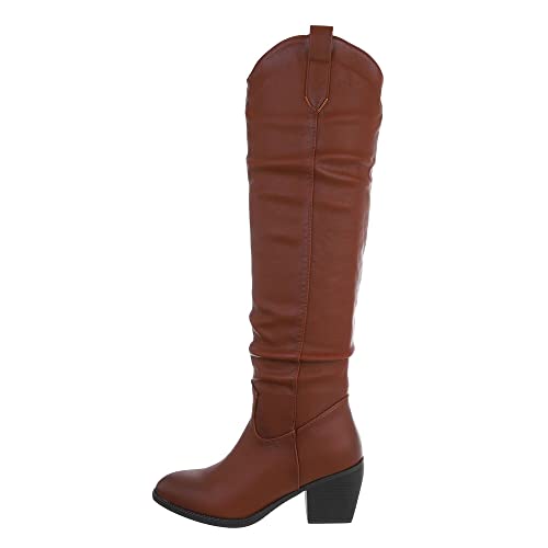 Ital Design Damenschuhe Stiefel Overknees, 405-, Kunstleder, Camel, Gr. 39 von Ital Design