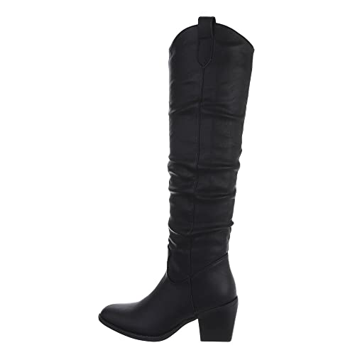 Ital Design Damenschuhe Stiefel Overknees, 405-, Kunstleder, Schwarz, Gr. 38 von Ital Design