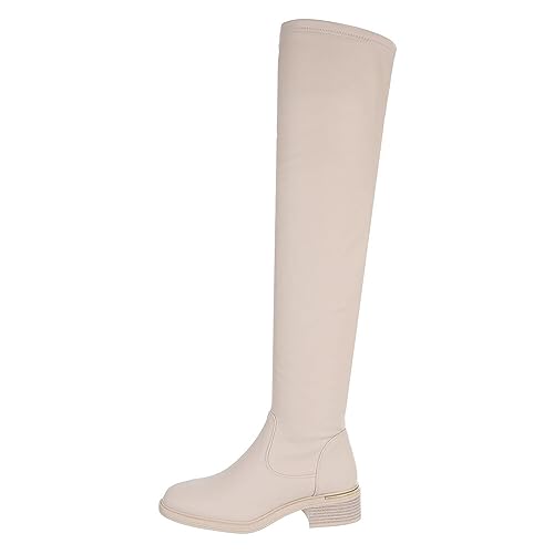 Ital Design Damenschuhe Stiefel Overknees, DES650P-, Kunstleder, Beige, Gr. 38 von Ital Design