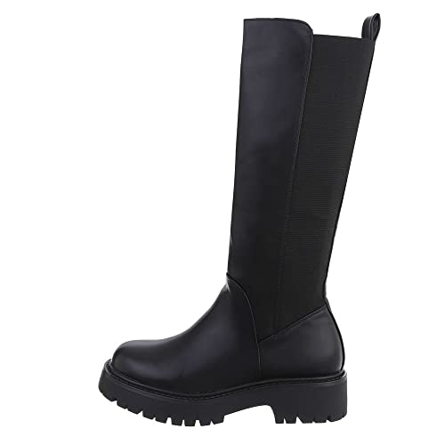 Ital Design Damenschuhe Stiefel Plateaustiefel, 4077-, Kunstleder, Schwarz, Gr. 38 von Ital Design