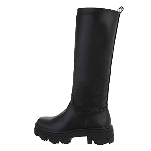 Ital Design Damenschuhe Stiefel Plateaustiefel, DE1052P-, Kunstleder, Schwarz, Gr. 36 von Ital Design