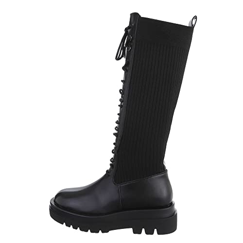 Ital Design Damenschuhe Stiefel Schnürstiefel, 490-, Kunstleder, Schwarz, Gr. 38 von Ital Design