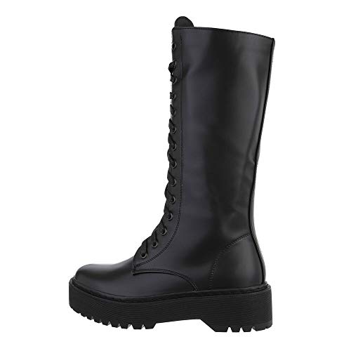 Ital Design Damenschuhe Stiefel Schnürstiefel, LA-219-, Kunstleder, Schwarz, Gr. 36 von Ital Design