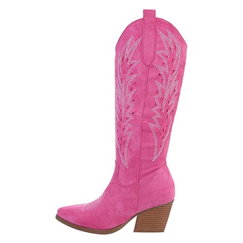 Ital Design Damenschuhe Stiefel Western- & Bikerstiefel, DE1165-1-, Textil, Pink, Gr. 36 von Ital Design