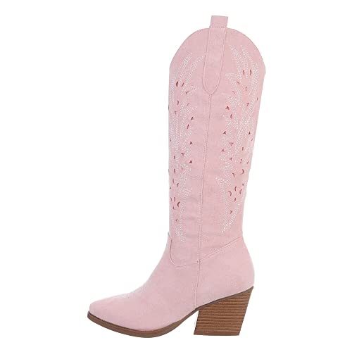 Ital Design Damenschuhe Stiefel Western- & Bikerstiefel, DE1165-1-, Textil, Rosa, Gr. 37 von Ital Design