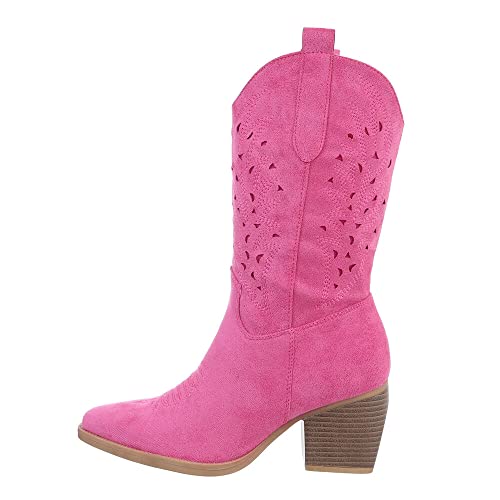 Ital Design Damenschuhe Stiefel Western- & Bikerstiefel, DEN931S-, Textil, Pink, Gr. 37 von Ital Design