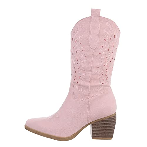 Ital Design Damenschuhe Stiefel Western- & Bikerstiefel, DEN931S-, Textil, Rosa, Gr. 37 von Ital Design