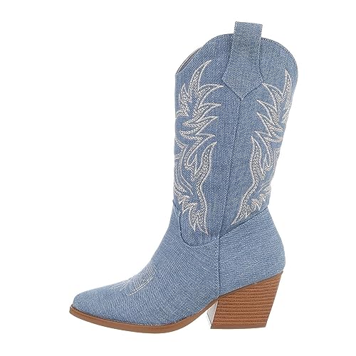 Ital Design Damenschuhe Stiefel Western- & Bikerstiefel, DES953-, Textil, Blau, Gr. 36 von Ital Design